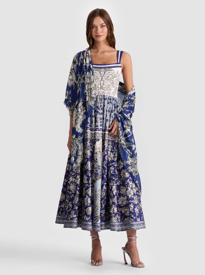 LOLA SCARF - BLOOMING WILD INDIGO - Alice And Olivia