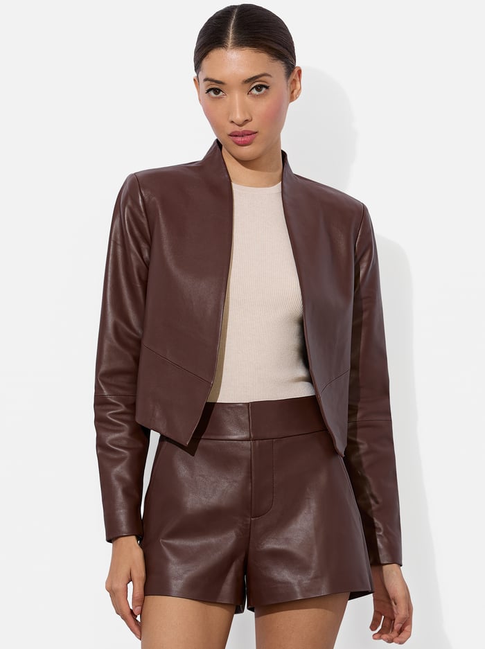NEW HARVEY LEATHER JACKET - MOCHA - Alice And Olivia