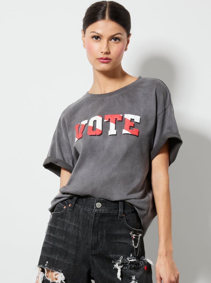 A+O X I AM A VOTER® EVAN OVERSIZED TEE - UNITED - Alice And Olivia