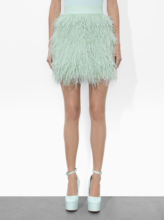 CINA FEATHER SKIRT - SEA SPRAY - Alice And Olivia