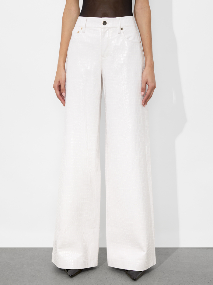 TRISH VEGAN CROC PANT - OFF WHITE - Alice And Olivia