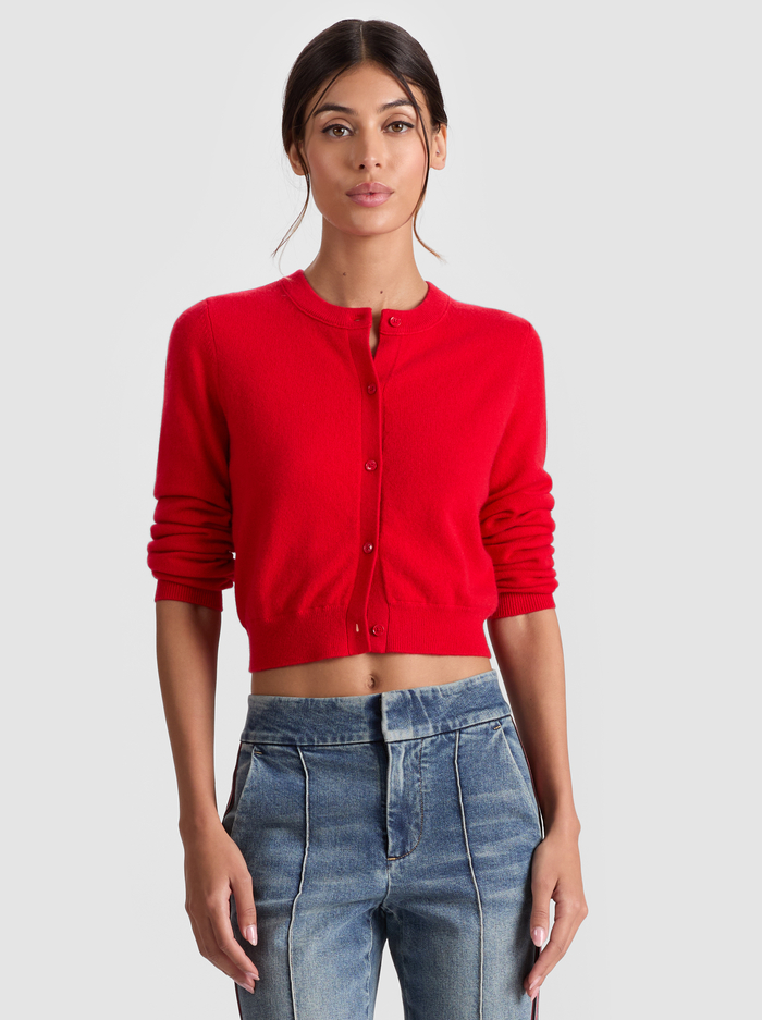 DOLLIE CASHMERE CARDIGAN - BRIGHT RUBY - Alice And Olivia