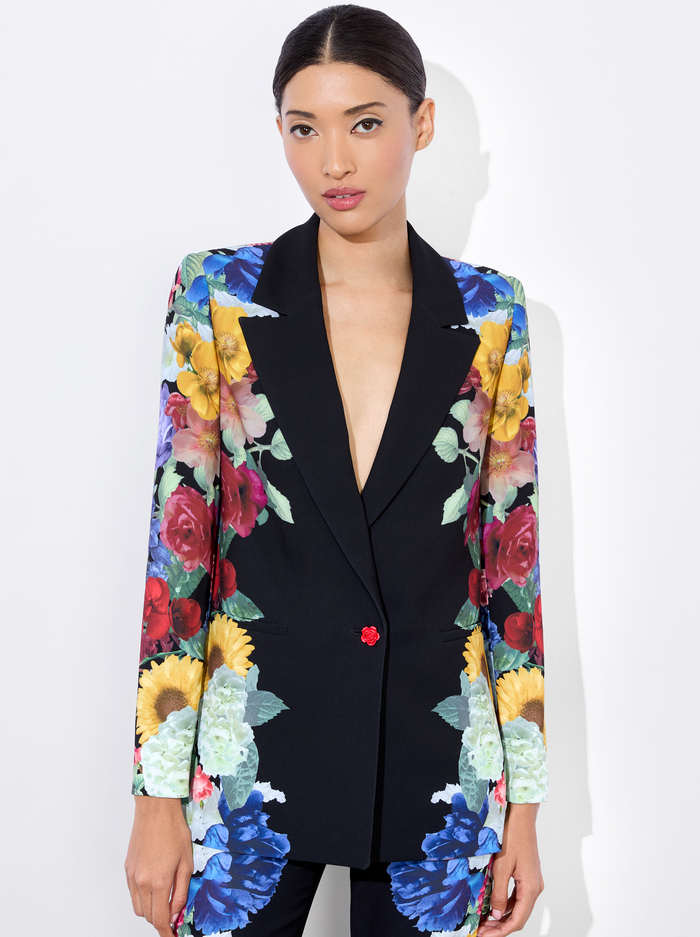 DENNY BOYFRIEND BLAZER - GARDEN BRUNCH BLACK - Alice And Olivia