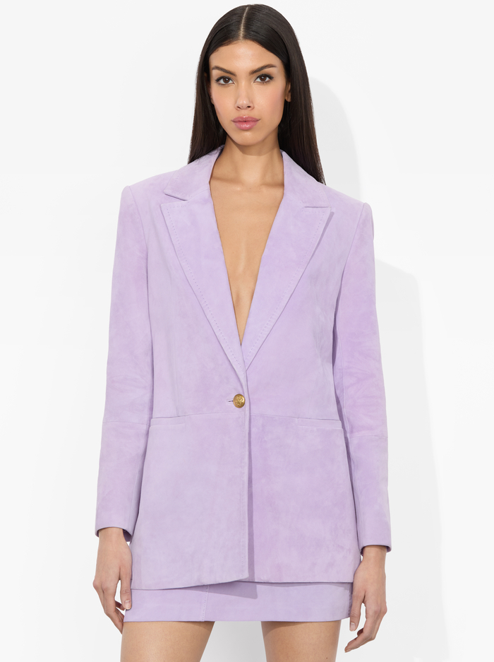 HADLIE SUEDE BLAZER - DARK LILAC - Alice And Olivia