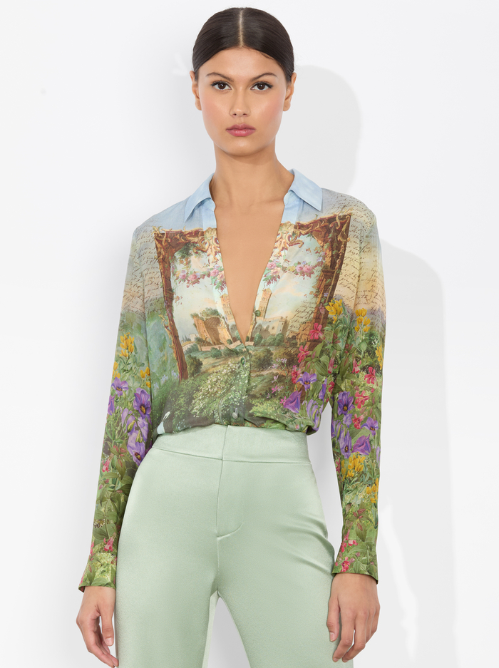 ELOISE BUTTON DOWN BLOUSE - DUSK TO DAWN - Alice And Olivia