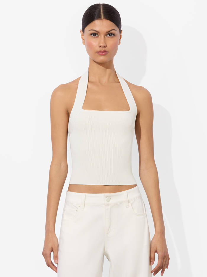 CELLY HALTER TANK - SOFT WHITE - Alice And Olivia