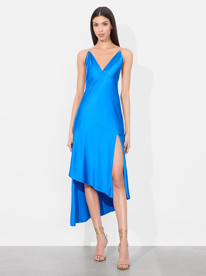 SAVANA CHAIN STRAP MIDI DRESS - TRUE BLUE - Alice And Olivia