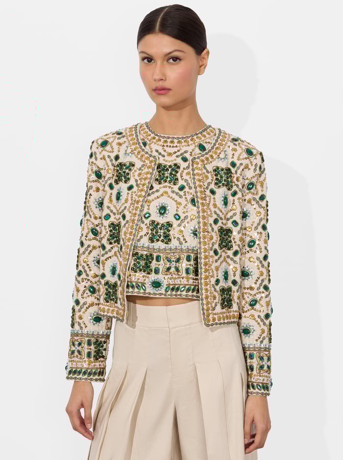 KIDMAN EMBELLISHED JACKET - OFF WHITE MULTI - Alice And Olivia