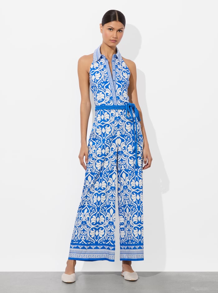ALARA LINEN JUMPSUIT - SOIREE TRUE BLUE - Alice And Olivia