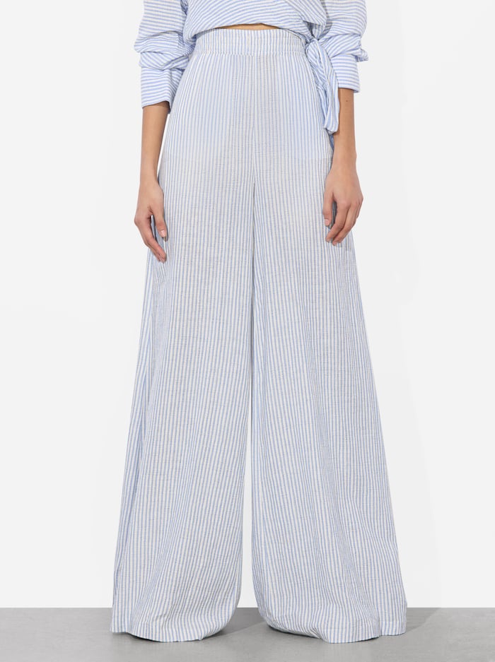 KENLEY PALAZZO PANT - OFF WHITE/BLUE - Alice And Olivia