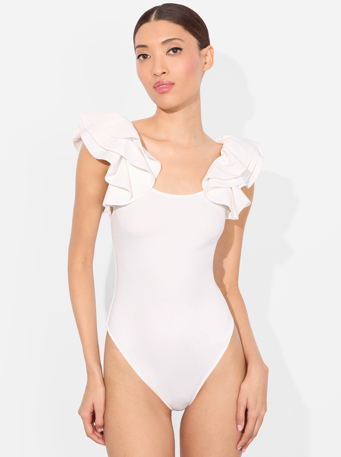 TAWNY RUFFLE BODYSUIT - OFF WHITE - Alice And Olivia
