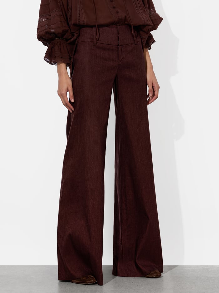 OLIVIA LINEN PANT - MOCHA - Alice And Olivia