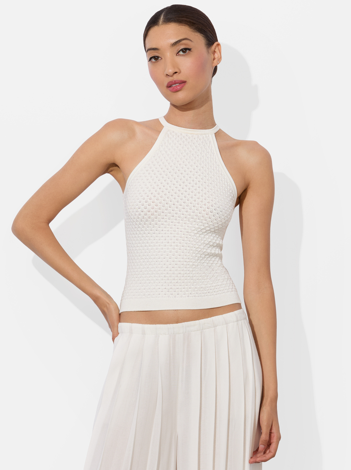 HEIDI POINTELLE TANK - SOFT WHITE - Alice And Olivia