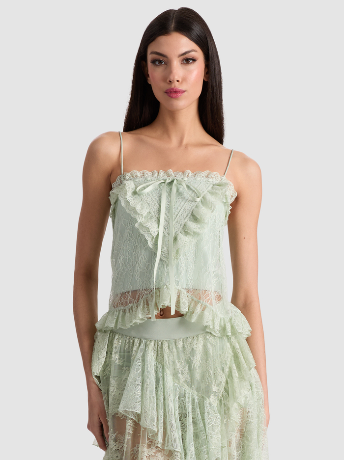 ALESSIA LACE TOP - GREEN TEA - Alice And Olivia