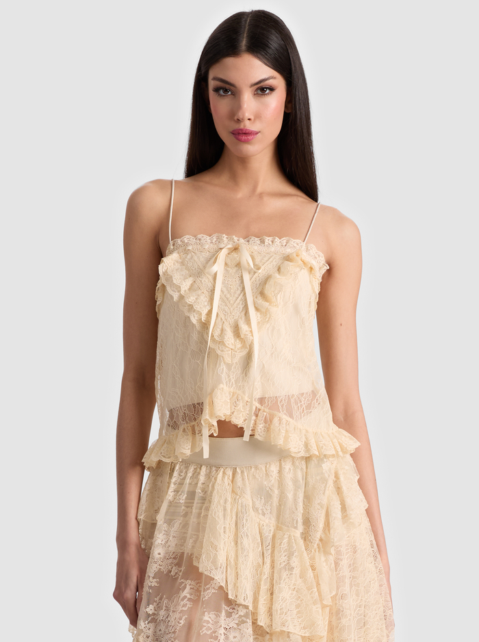 ALESSIA LACE TOP - BISCOTTI - Alice And Olivia