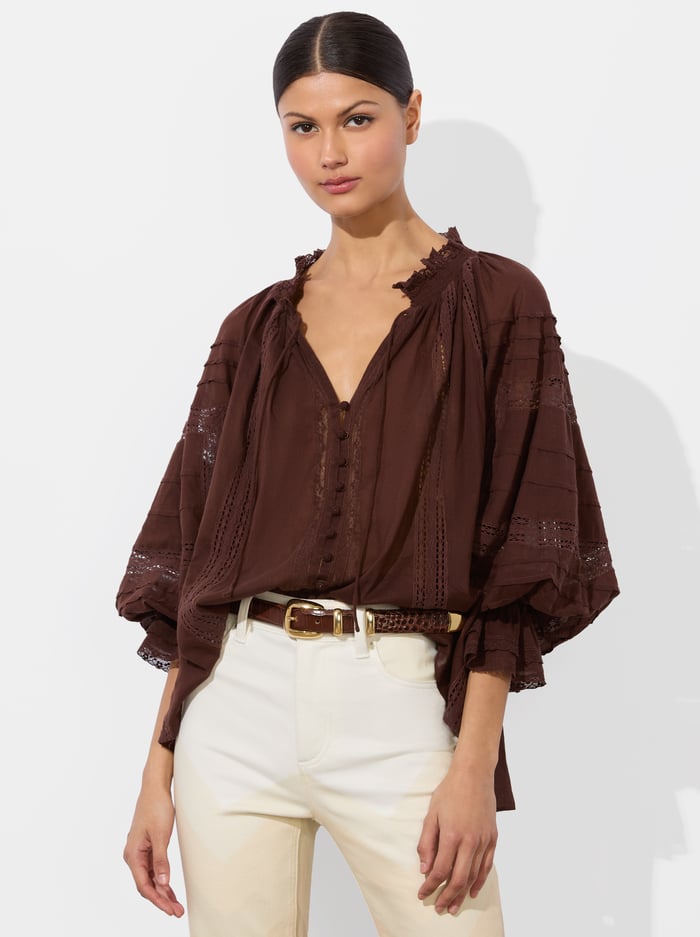 JOSEPHINE BLOUSE - MOCHA - Alice And Olivia