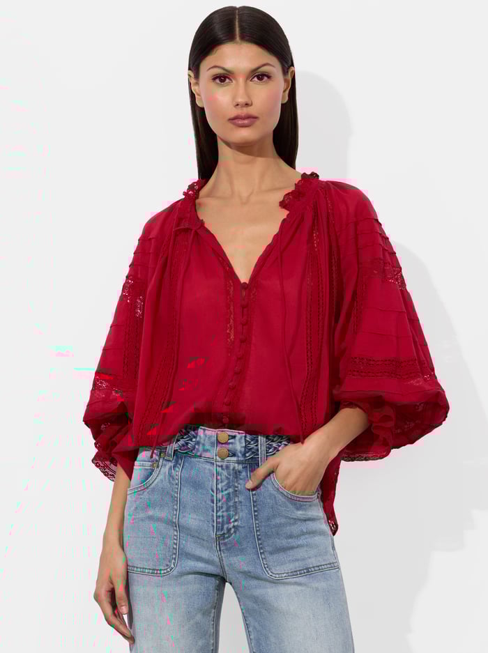 JOSEPHINE BLOUSE - DARK CHERRY - Alice And Olivia