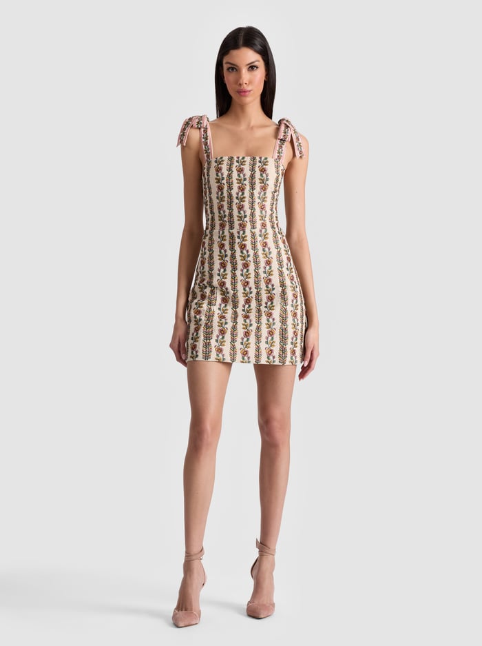 MARYANN MINI DRESS - OFF WHITE/MULTI - Alice And Olivia