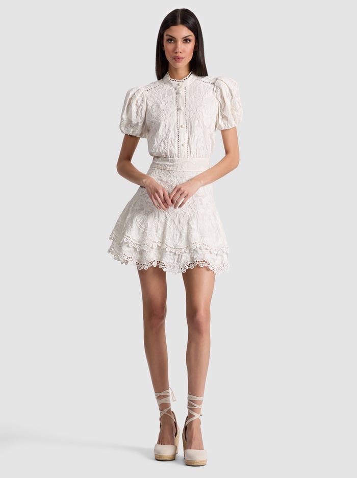 LORYN EMBROIDERED SHIRT DRESS - OFF WHITE - Alice And Olivia