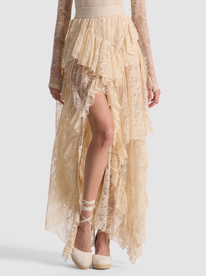 KARYS MIXED MEDIA SKIRT - BISCOTTI - Alice And Olivia