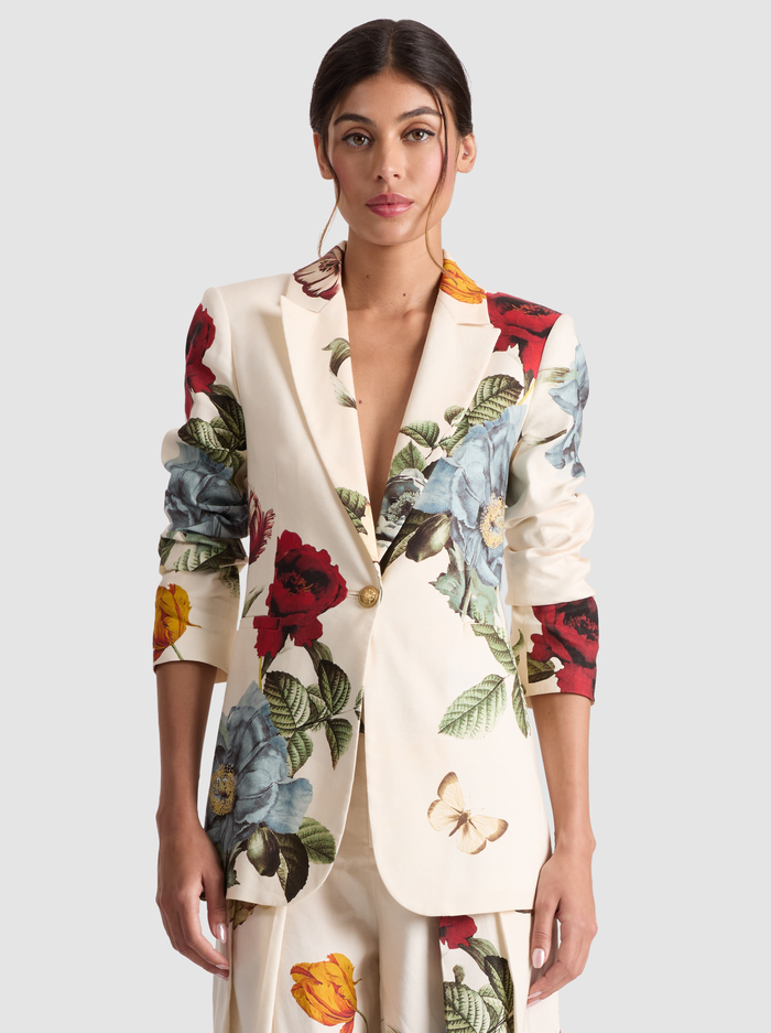 BREANN PRINTED LINEN BLAZER - PROVENCE FLORAL LG - Alice And Olivia