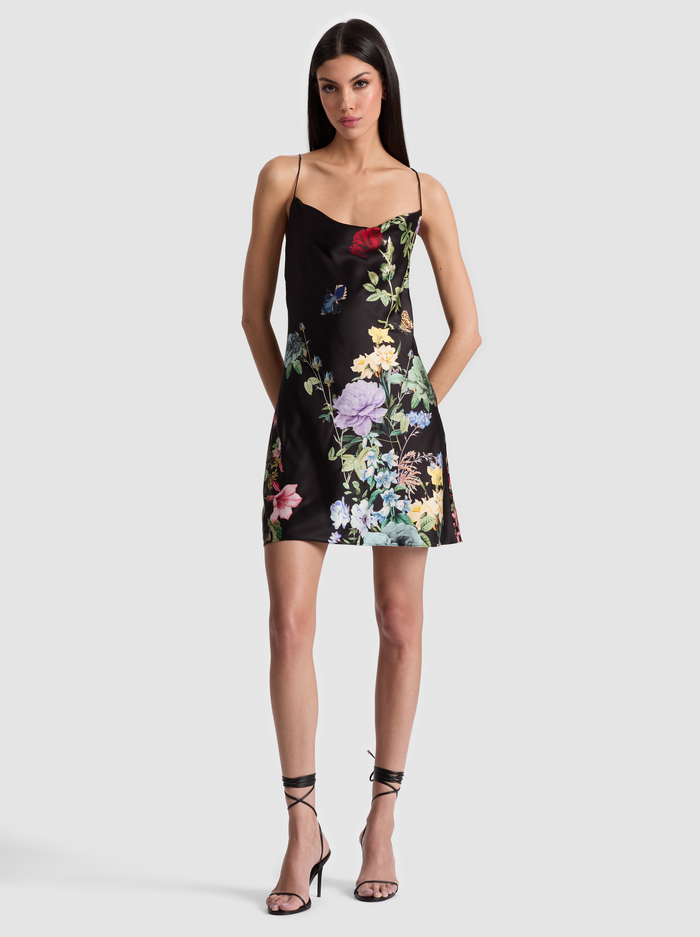 HARMONY COWL BACK SLIP DRESS - VENUS FLORAL - Alice And Olivia