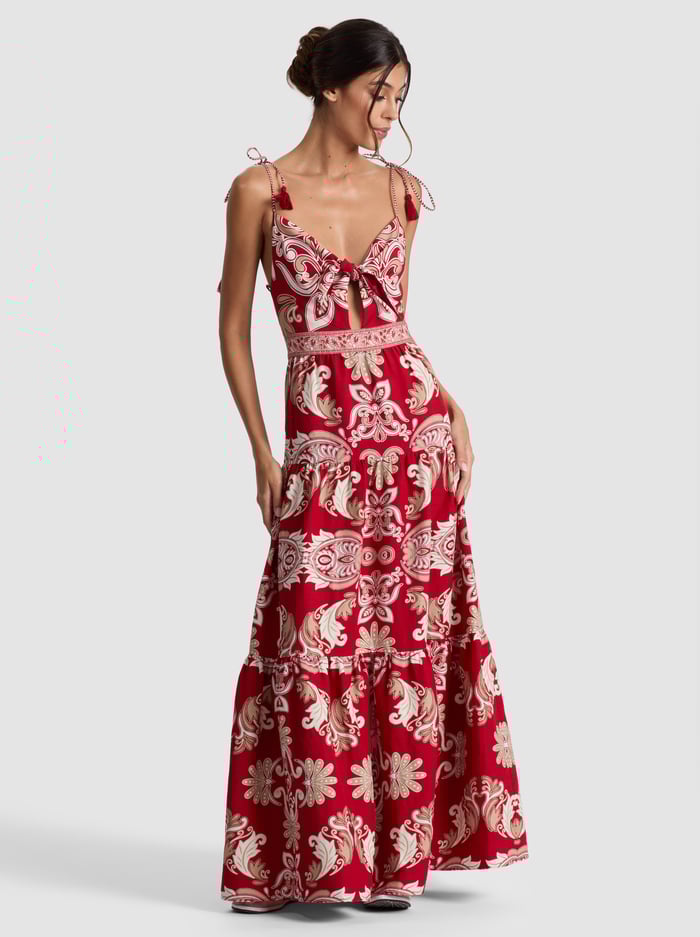 MINKA MAXI DRESS - SERENADE DARK CHERRY - Alice And Olivia