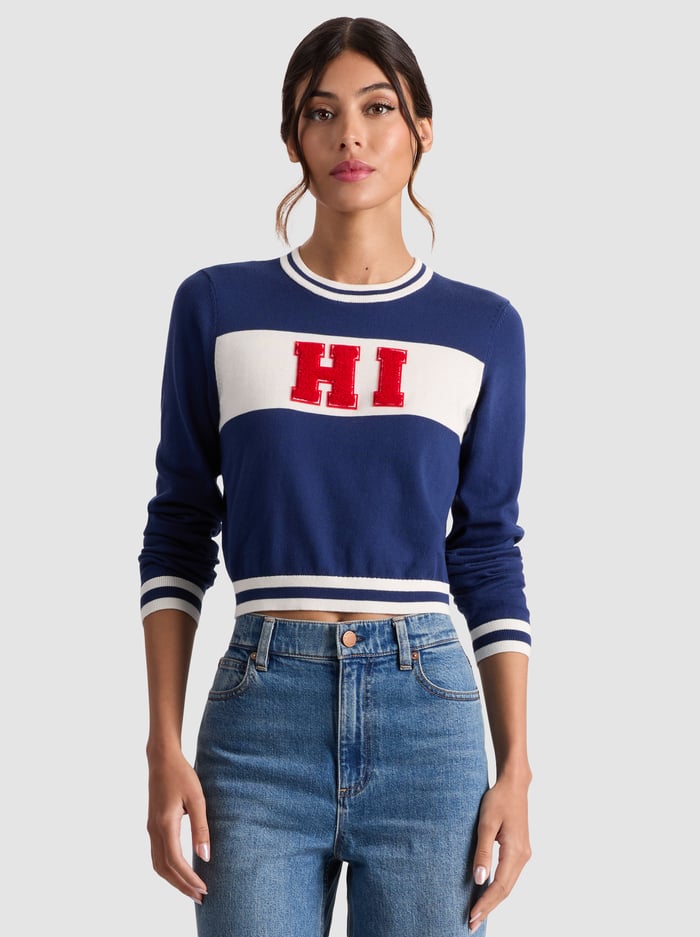CAROLANN SHRUNKEN PULLOVER - INDIGO/MULTI - Alice And Olivia