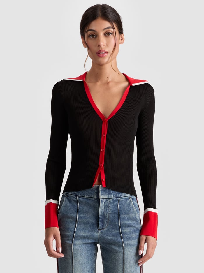 NEALIE CARDIGAN - BLACK/MULTI - Alice And Olivia