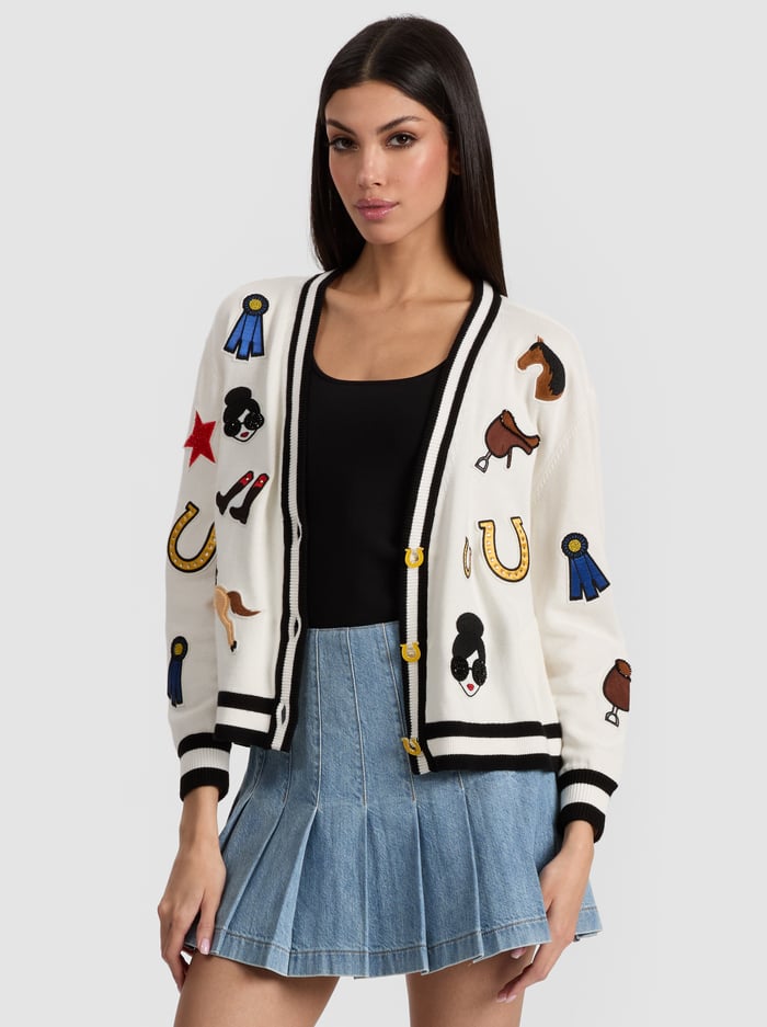 BRADLEY CARDIGAN - SOFT WHITE MULTI - Alice And Olivia