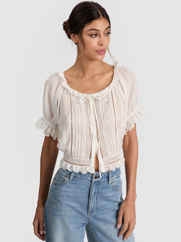MCLAINE PUFF SLEEVE BLOUSE - OFF WHITE - Alice And Olivia
