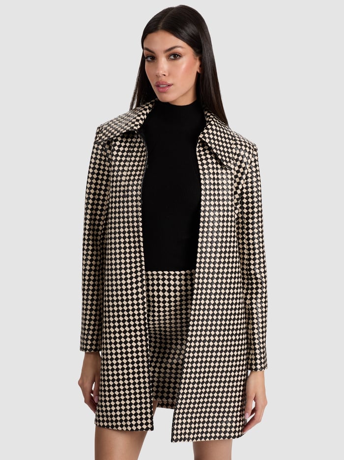 LOGAN VEGAN COAT - BLACK/BISCOTTI - Alice And Olivia
