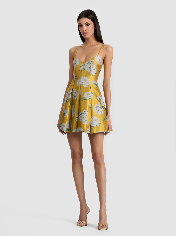 ISABELLE MINI DRESS - FLORAL CAFE GOLDEN HOUR - Alice And Olivia