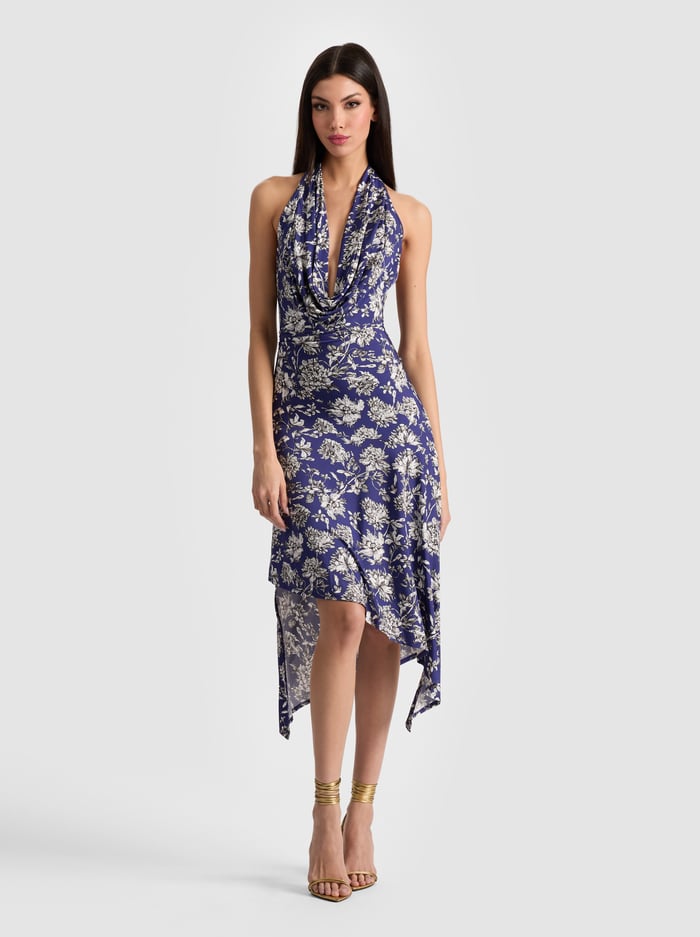 DANI MIDI DRESS - BLOOMING WILD INDIGO - Alice And Olivia