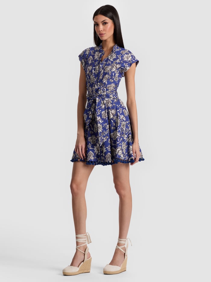 LUCY MINI DRESS - BLOOMING WILD INDIGO - Alice And Olivia