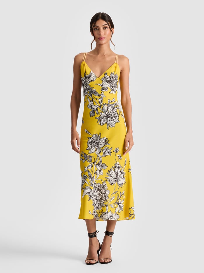 KIRO MIDI DRESS - BLOOMING WILD GOLDEN HOUR - Alice And Olivia