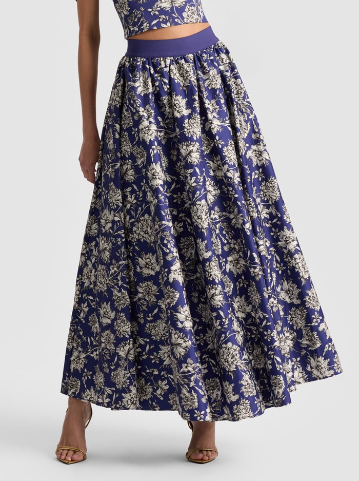 NILDA MAXI SKIRT - BLOOMING WILD INDIGO - Alice And Olivia