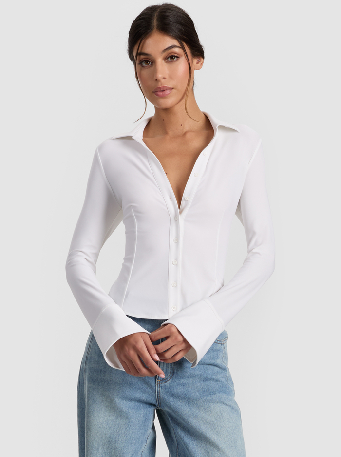 FREYA FITTED TOP - OFF WHITE - Alice And Olivia