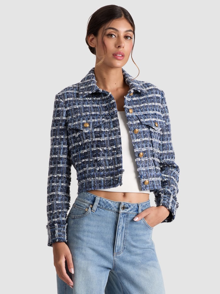 CHLOE CROPPED JACKET - INDIGO - Alice And Olivia
