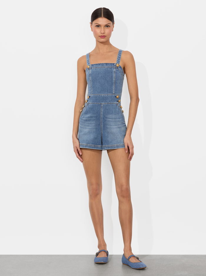 VITA DENIM ROMPER - LIVIA VINTAGE BLUE - Alice And Olivia