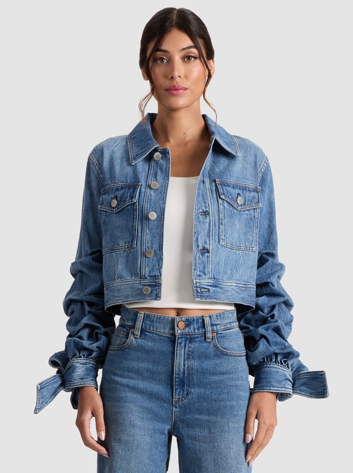 TIFF DENIM JACKET - AMI BLUE - Alice And Olivia