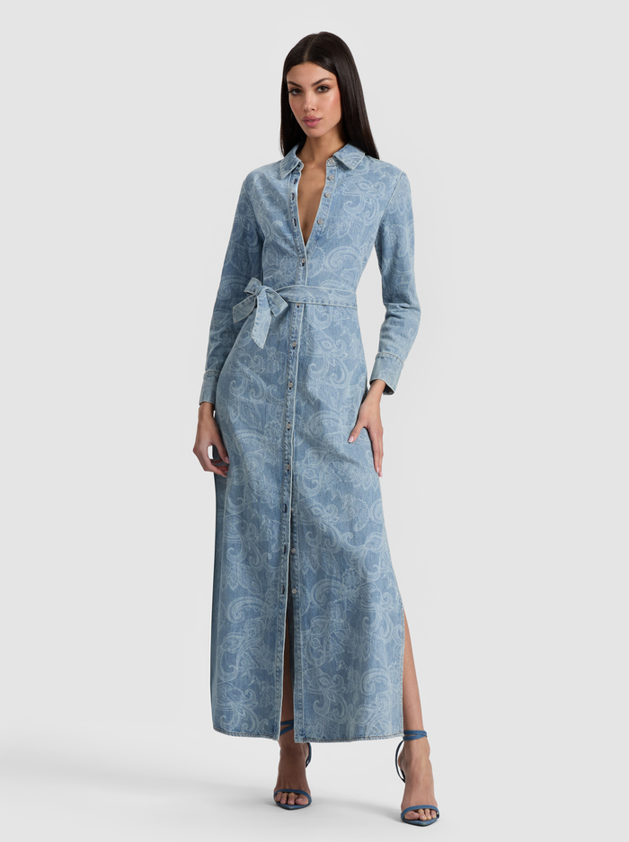CHASSIDY DENIM SHIRT DRESS - LASER PAISLEY - Alice And Olivia