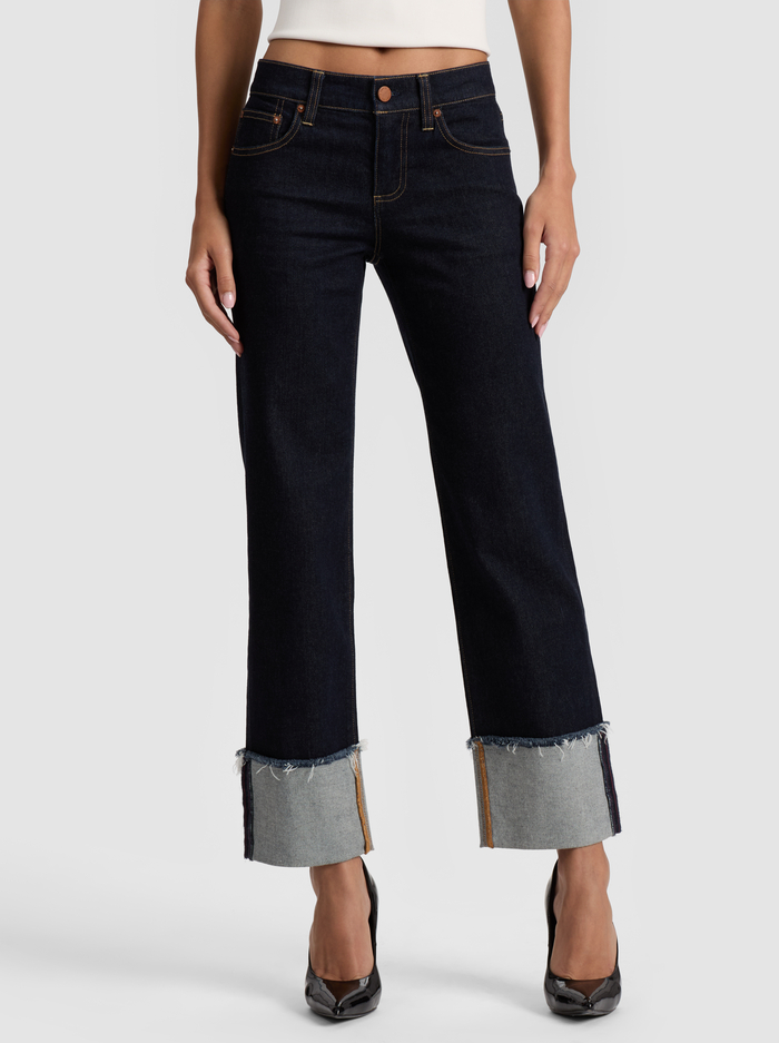 ABILENE CUFFED JEAN - DARK RINSE - Alice And Olivia