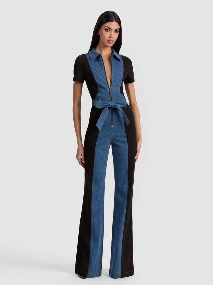 GORGEOUS JUMPSUIT - BLACK/LIANA BLUE - Alice And Olivia