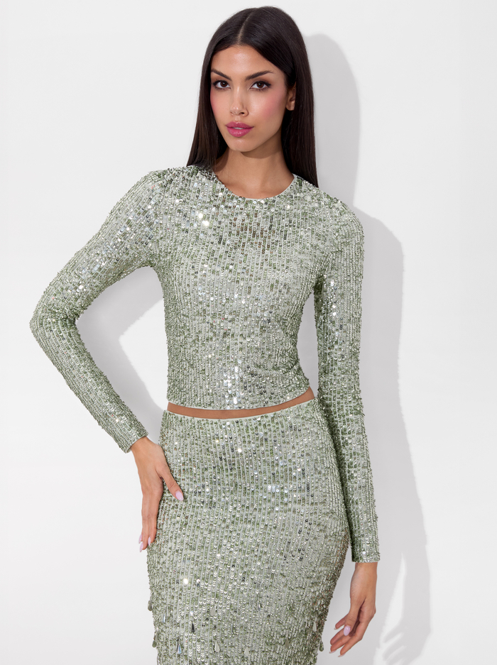 DELAINA EMBELLISHED TOP - SEA SPRAY - Alice And Olivia