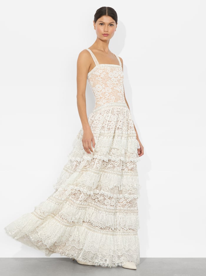 ZENA LACE MAXI DRESS - OFF WHITE - Alice And Olivia