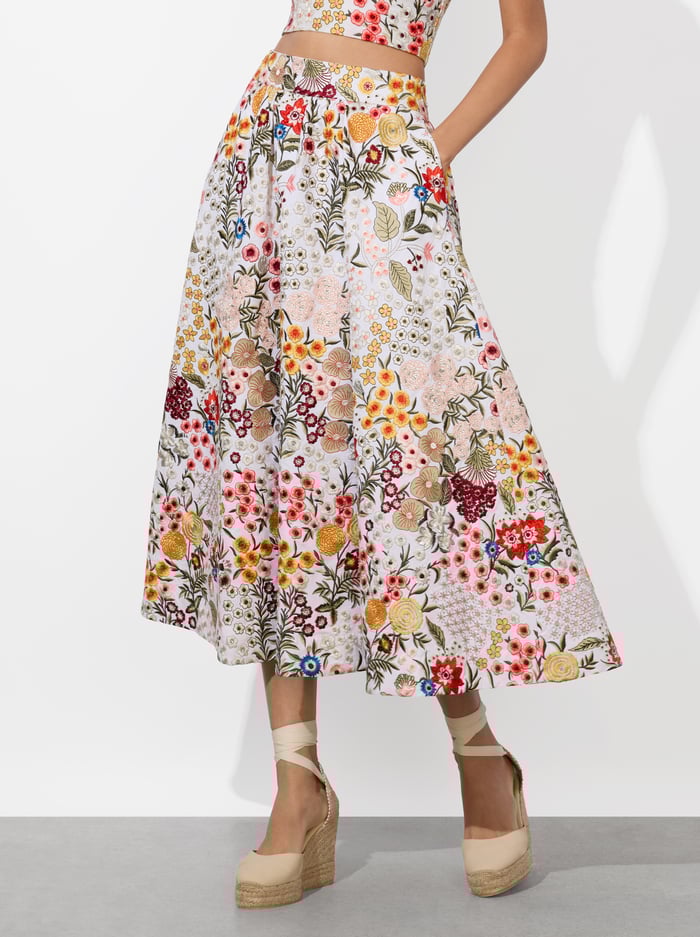 EARLA FLARE SKIRT - OFF WHITE/MULTI - Alice And Olivia