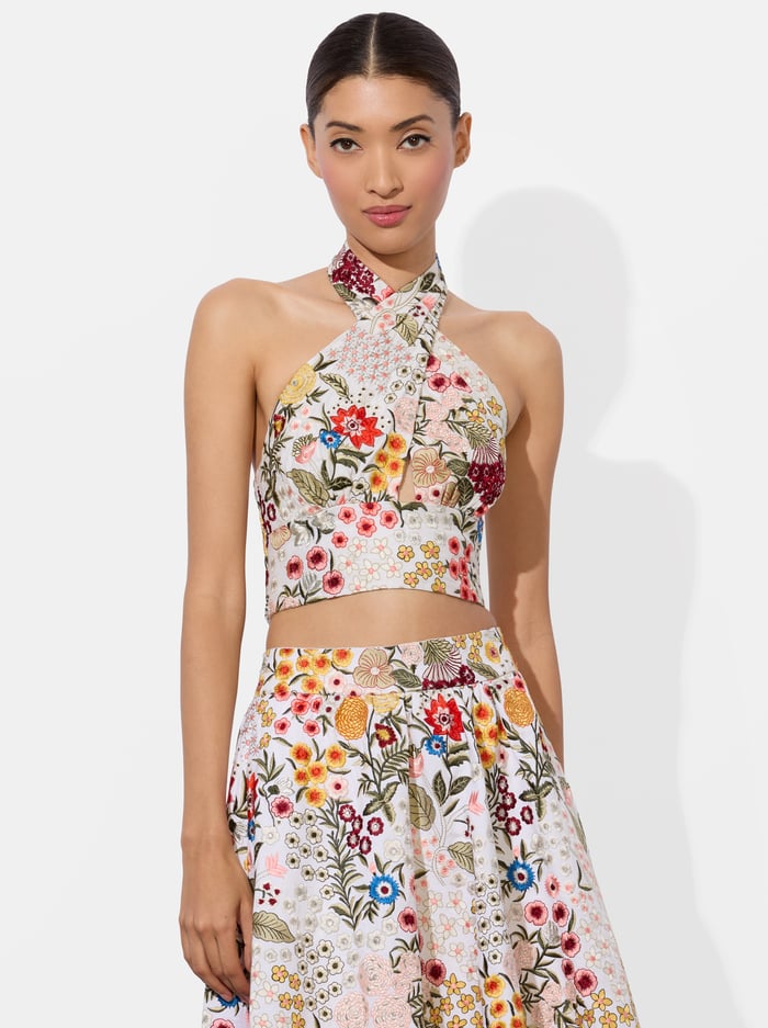 EVELINA CROP TOP - OFF WHITE/MULTI - Alice And Olivia
