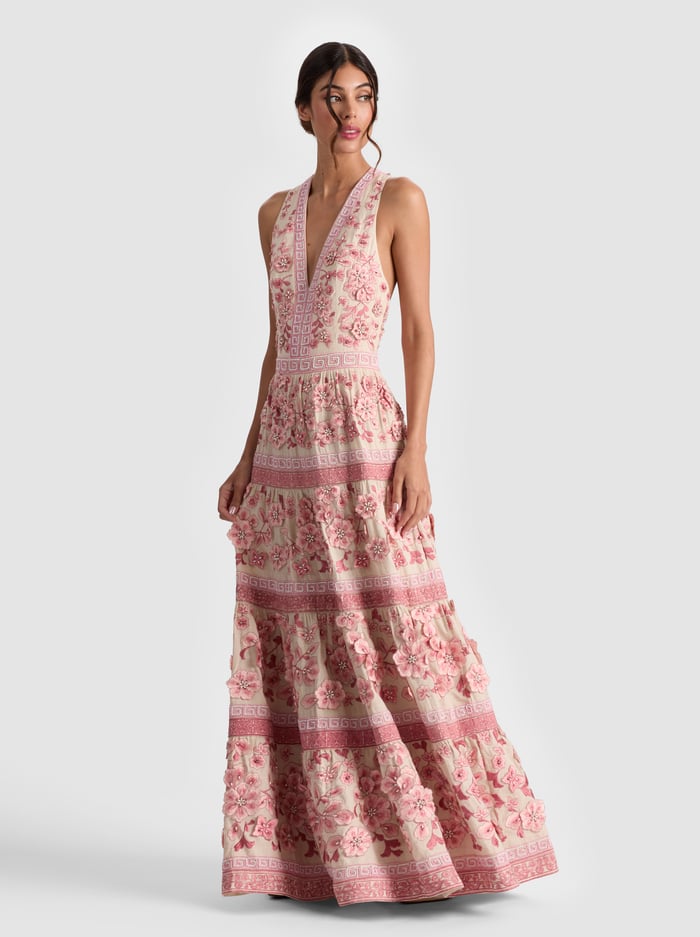 MAGDALENA MAXI GOWN - DUSTY ROSE/BISCOTTI - Alice And Olivia