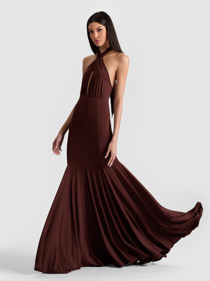 EVELINA MAXI DRESS - MOCHA - Alice And Olivia